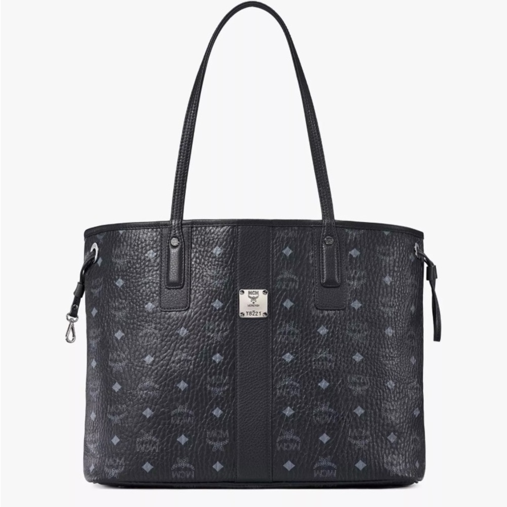 Authentic REVERSIBLE MCM Black LIZ SHOPPER IN VISETOS Perfect Condition